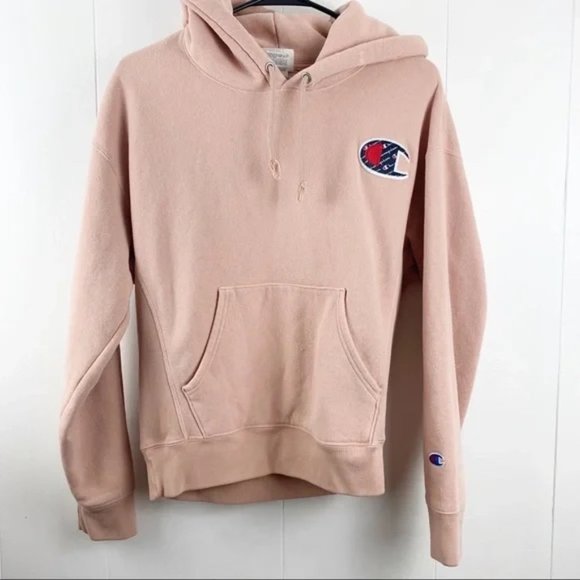 Champion Tops - Champion Pink Distressed Pullover Hoodie Size Medium